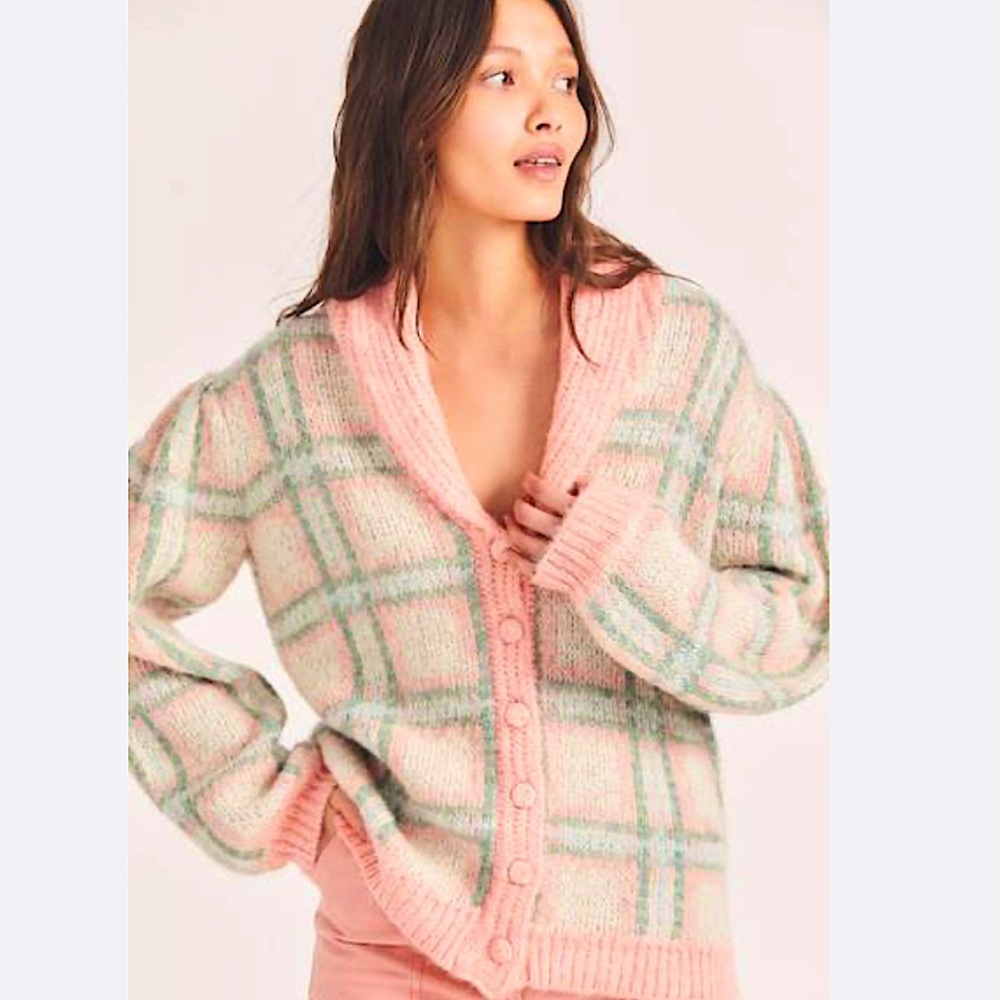 LoveShackFancy Jeeves Plaid Wool Cardigan